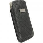KRUSELL COCO PYSTYKOTELO Large - musta - 62x116x12 mm (Yhteensopiva mm. Nokia C6/E5, HTC Wildfire S/Desire S/ Incredible S, Apple iPhone 3G)