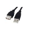 USB 2.0 Jatkojohto 1.8m, musta, USB A uros - USB A naaras