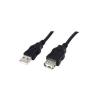 USB 2.0 Jatkojohto 3m, musta, USB A uros - USB A naaras