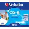 VERBATIM CD-R LEVY 10kpl 700 MB AZO, 52X, Wide Printable