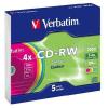 VERBATIM CD-RW LEVY 5kpl Slim Jewelcase 700 MB (4x nopeus)