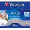 VERBATIM BLURAY LEVY 10kpl 25GB BD-R Single Layer 6X, Inkjet printable
