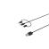 Wave 3in1 Datakaapeli, USB Type-C / MicroUSB / Apple Lightning (MFI), 1,5m, Musta