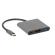 WAVE USB-C Type-C Multiport adapteri HDMI ja USB3.0 -liitnnill, 10cm, Metallinharmaa/Musta