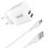 Wave 17W Verkkolaturi, 2 x USB-A + MicroUSB -kaapeli, Valkoinen