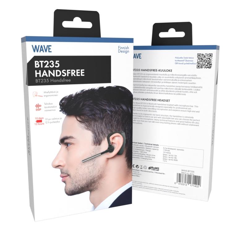 Wave BT235 Bluetooth (5.2) handsfree, Musta