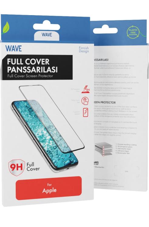 Wave Full Cover Panssarilasi, Apple iPhone 12 mini, Musta Kehys