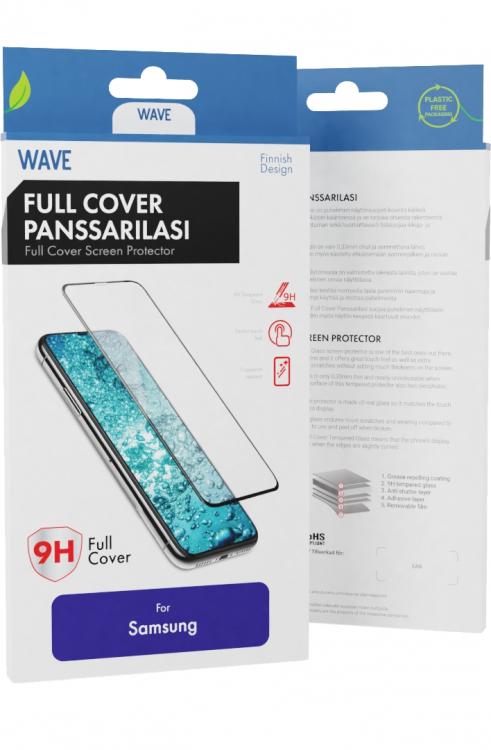 Wave Full Cover Panssarilasi, Samsung Galaxy A12, Musta Kehys